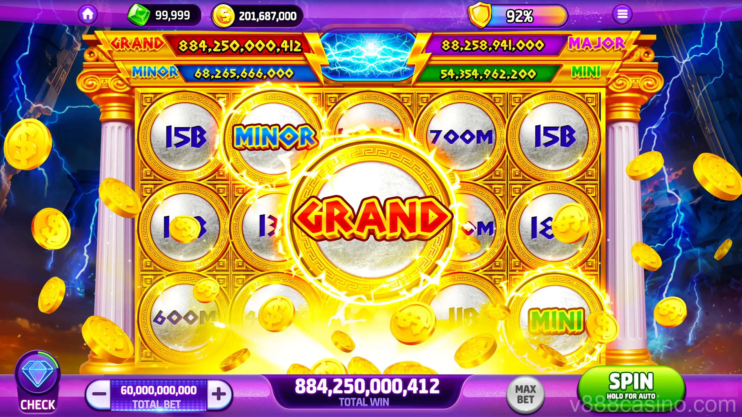 Giao diện sảnh v888 Casino mượt mà trên di động